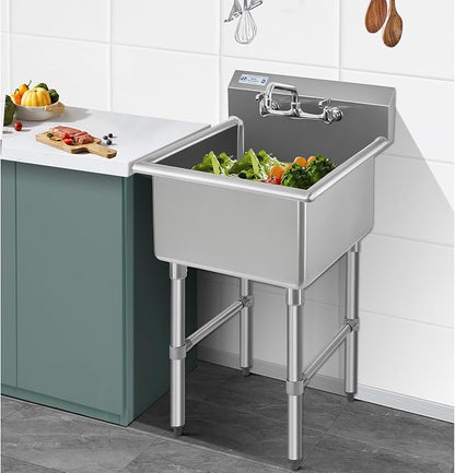 HALLY Commercial Stainless Steel Sink 1 Compartment NSF Prep & Utility Sink - Image 7