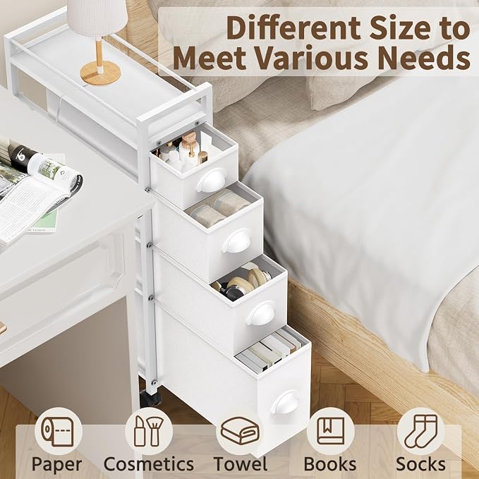 LASZOLA Narrow Cabinet Slim Storage Cart - Image 9