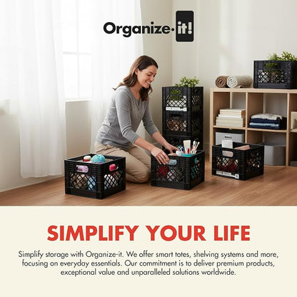ORGANIZE-IT! 4 Pack Storage Milk Crate, Heavy Duty Versatile Box Organizers - Image 5