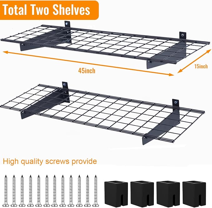 Wallmaster 2-Pack 15x45 Heavy Duty Garage Wall Shelving 45-inch-by-15-inch Wall - Image 3