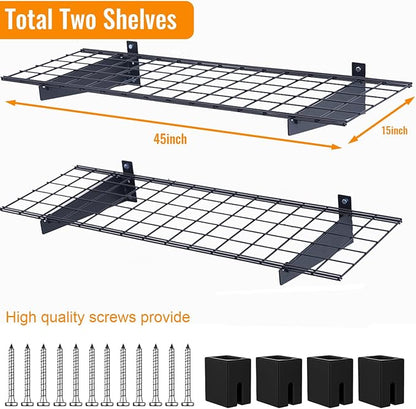 Wallmaster 2-Pack 15x45 Heavy Duty Garage Wall Shelving 45-inch-by-15-inch Wall - Image 3