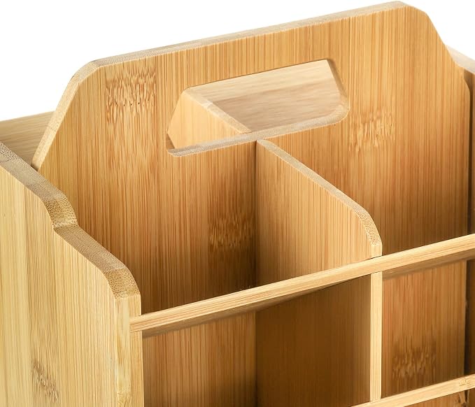 SOUJOY Bamboo Pen Holder Organizer, 360°Rotating Art Supply Storage Caddy - Image 4