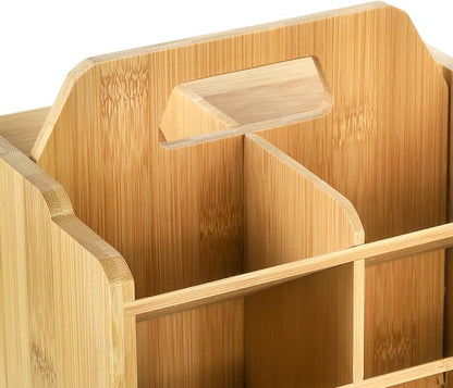 SOUJOY Bamboo Pen Holder Organizer, 360°Rotating Art Supply Storage Caddy - Image 4