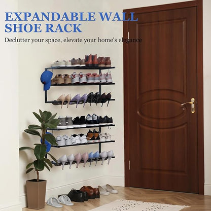 Wall Mounted Shoe Rack, 3 Tier Hanging Shoe Rack Holds 12 Pairs, Space Saving - Image 4