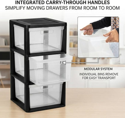3-Drawer Plastic Storage Organizer Tower, Tool-Free Assembly, 25.25" H - Image 7