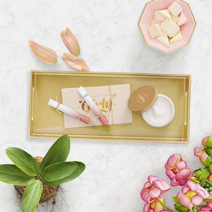 Plastic Gold Vanity Tray with Handles, Small Decorative Tray Desktop Storage - Image 4