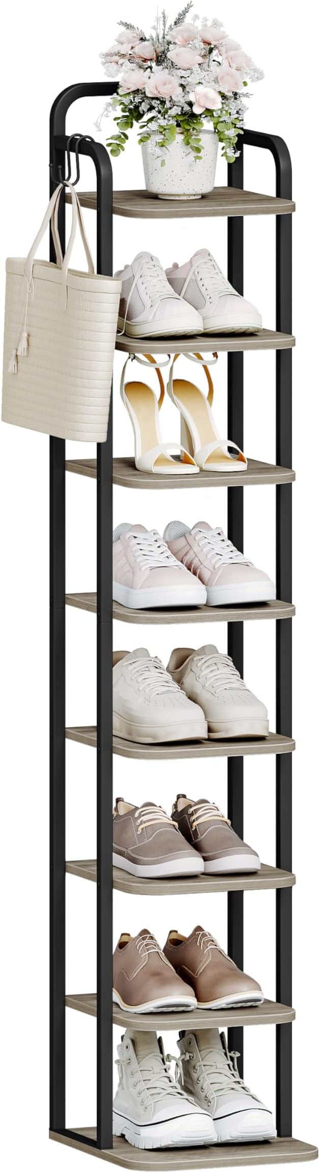 Hzuaneri 8 Tiers Vertical Shoe Rack, Narrow Shoe Tower, Tall Shoes Shelf - Image 9