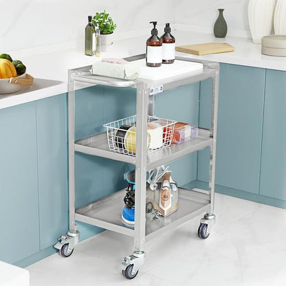 Hally Stainless Steel Utility Cart 3 Tier NSF Commercial Heavy Duty Metal - Image 8