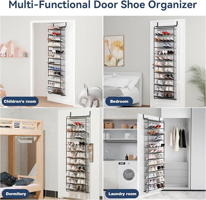 Whitmor 36 Pair Over The Door Shoe Organizer, 12 Tier Hanging Shoe Organizer - Image 7