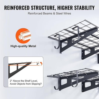 VEVOR 2 x 6 ft Garage Shelving Wall Mounted, 2 Pack Heavy Duty Wall Shelves - Image 5