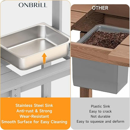 ONBRILL Potting Bench, Outdoor Potting Bench Table - Image 5