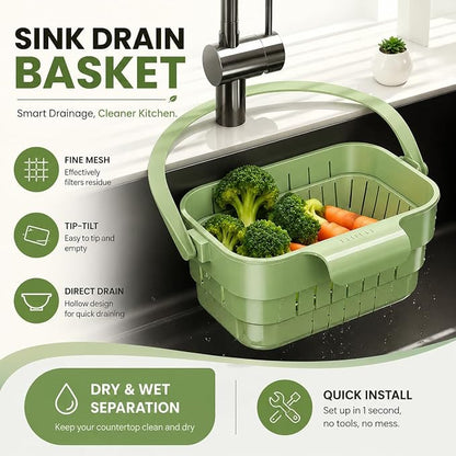 Foldable Hanging Sink Strainer Basket, Removable Food Catcher Drain Rack | - Image 2