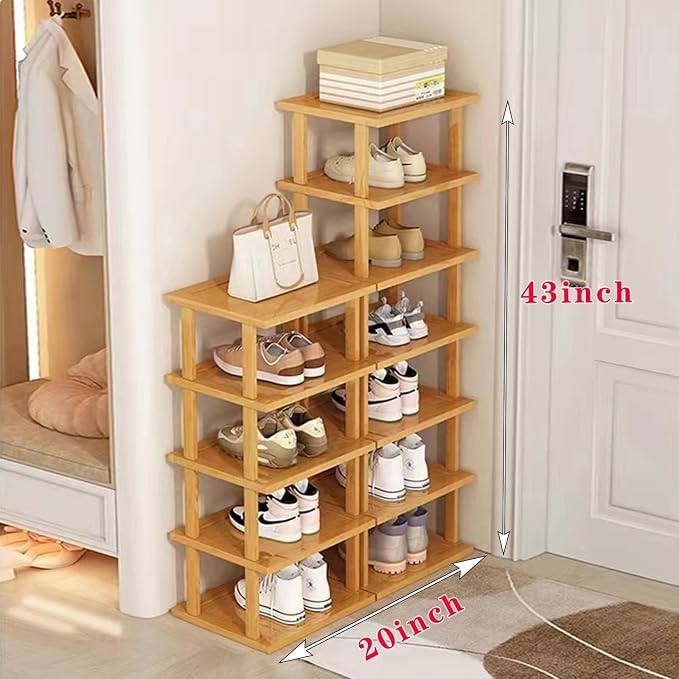 Bamboo Shoe Rack 12 Tier- Vertical Shoe Rack - Image 2