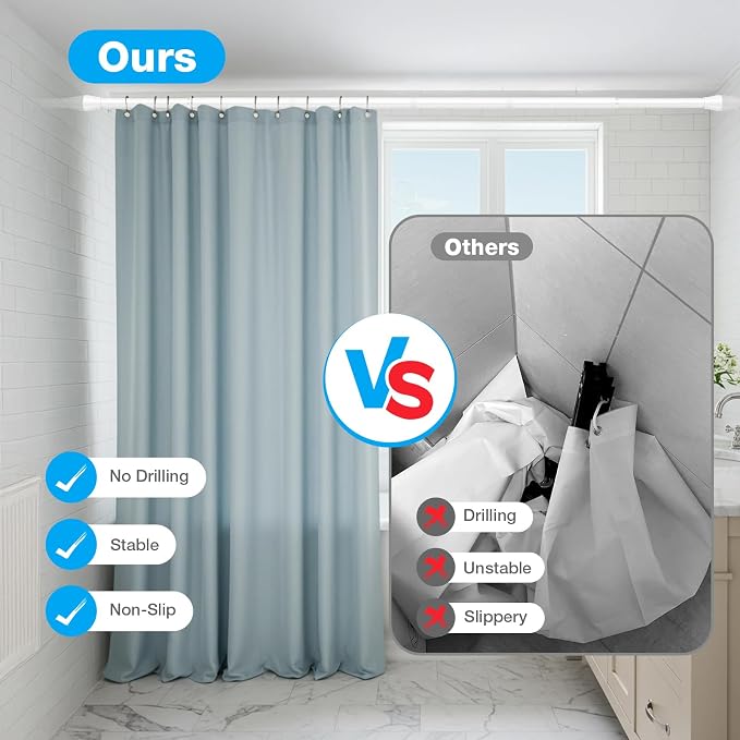MEXAU 1Pack Spring Tension Curtain Rod 44-77 inch White Small Tension Rod | - Image 5