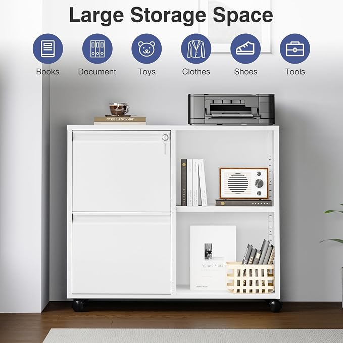 Metal File Cabinet, Lockable Lateral Filing Cabinet - Image 8