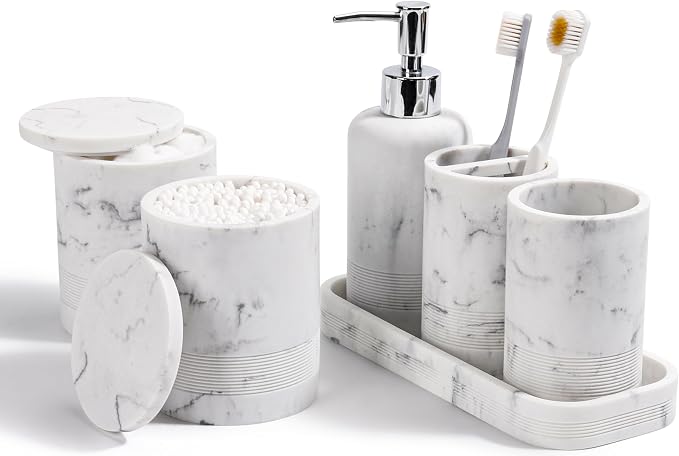 Bathroom Accessories Set, 6-Piece Bathroom Accessory Set, Toothbrush Holders Set by YMXYJM