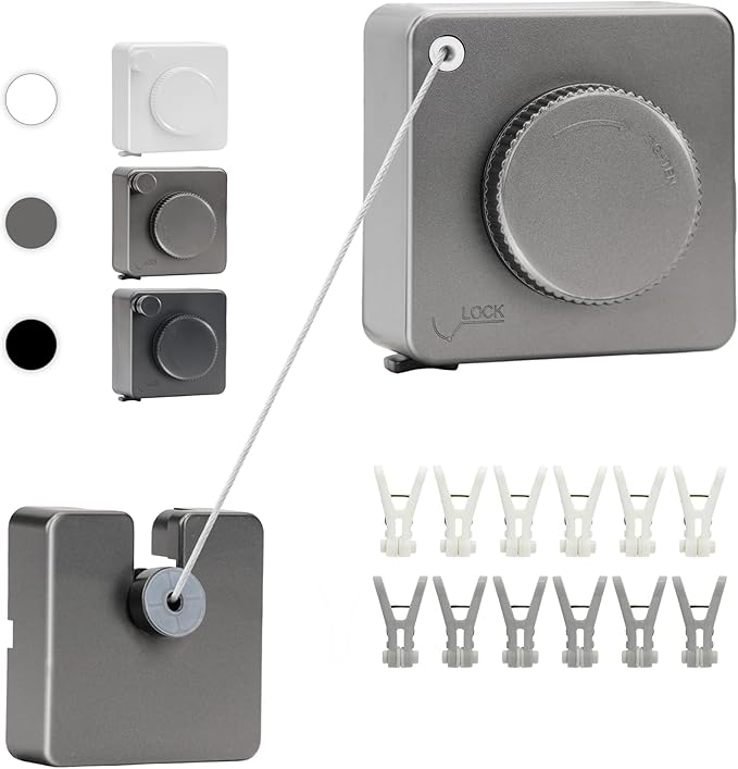 15.7Ft Retractable Clothesline Indoor an Anti-sag Retractable Clothesline by Unknown