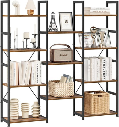 NUMENN Triple Column 4 Tier Bookshelf, Bookcase by NUMENN
