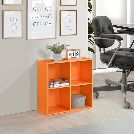 KB Designs - Orange 4 Cube Storage Organizer Book Shelf, Toy Storage Organizer by KB+Designs
