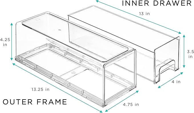 Sorbus Small Wide Clear Storage Drawers – Stackable Pull-Out Storage Bins - Image 3