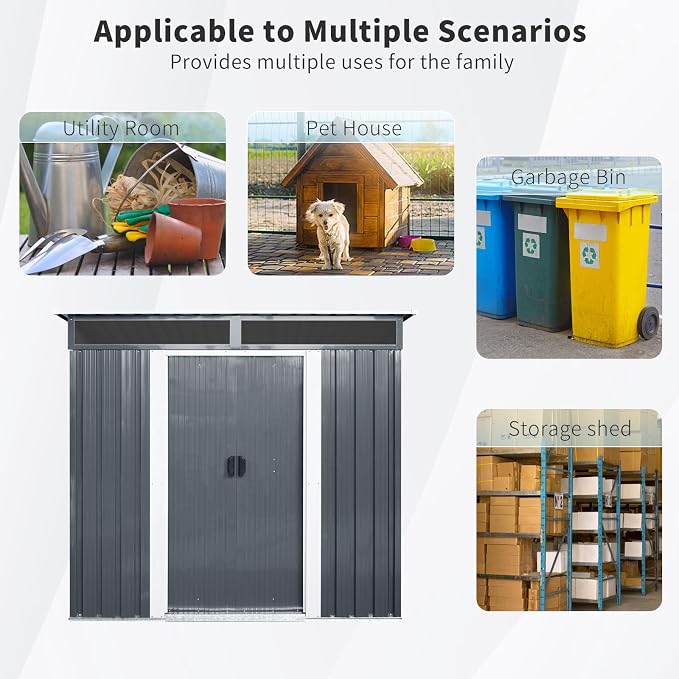 Outdoor Metal Storage Shed Window Ventilation Foundation Frame Waterproof - Image 8