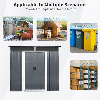 Outdoor Metal Storage Shed Window Ventilation Foundation Frame Waterproof - Image 8