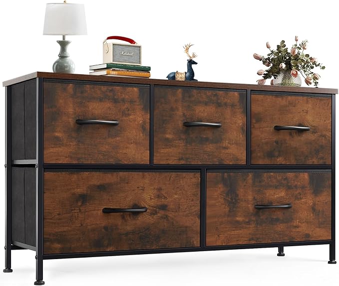 OLIXIS 5 Drawer Dresser for Bedroom, Wide Fabric Storage Tower, TV Stand for by OLIXIS