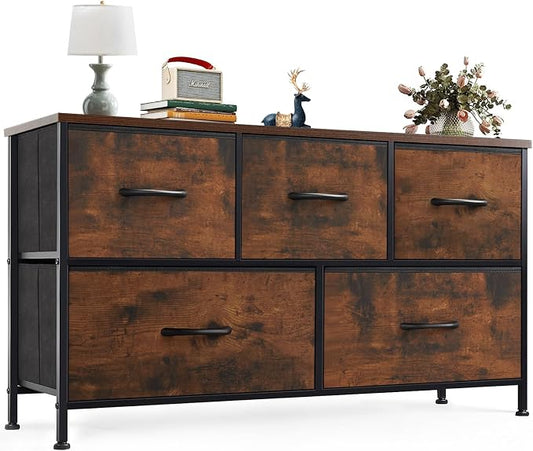 OLIXIS 5 Drawer Dresser for Bedroom, Wide Fabric Storage Tower, TV Stand for by OLIXIS