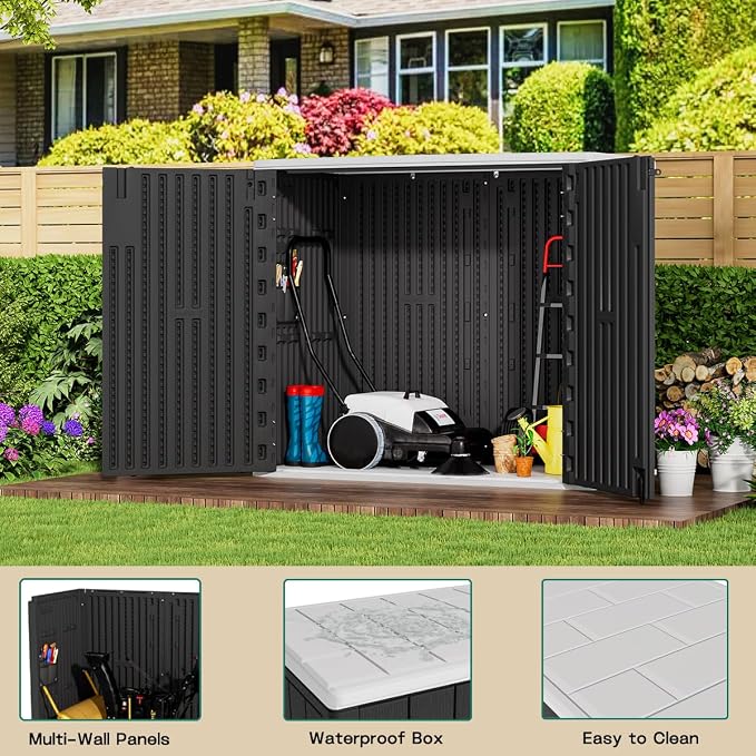 KINYING Outdoor Horizontal Storage Sheds, 37 Cu.ft Outdoor Storage Cabinet - Image 3