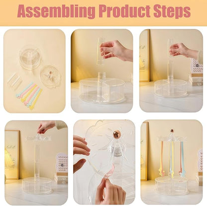 Clear Acrylic Hair Bow Holder, 360 Rotating, 3 Drawers | Clear acrylic - Image 4