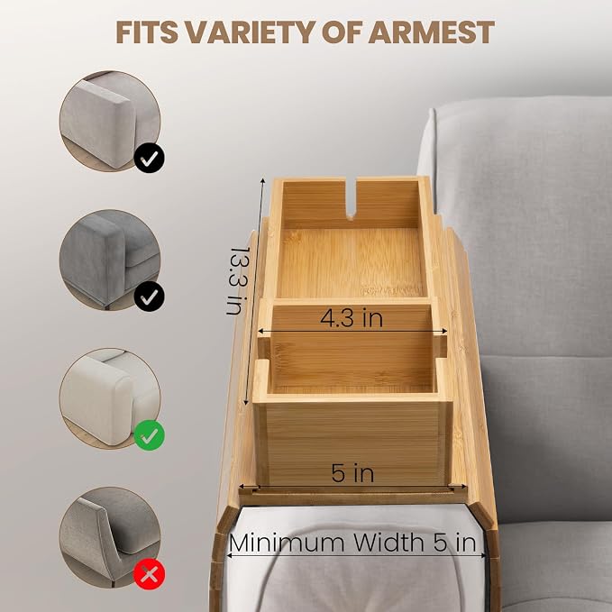 Bamboo Sofa Armrest Tray - Image 4