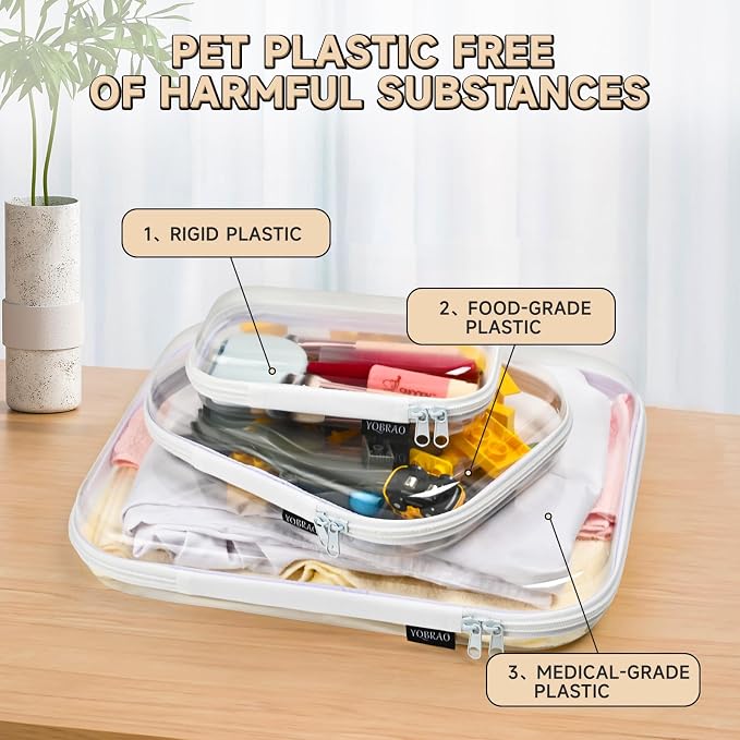 Hard Sided Clear Zipper Case for Storage- Professional-Grade Plastic Clear - Image 3