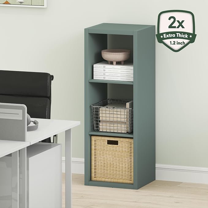 Furinno Cubicle Book Shelf, 3-Cube Bookshelf, Extra Thick Frame Horizontally & - Image 5
