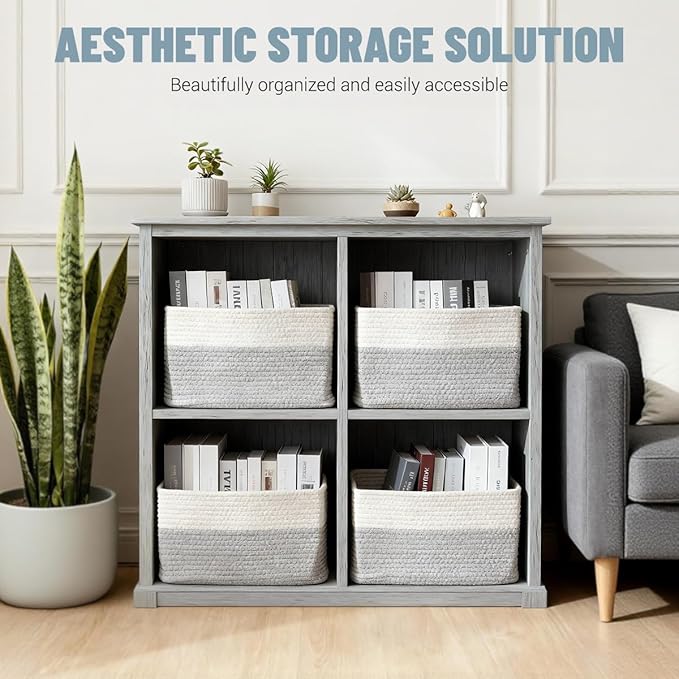 5 Pack Woven Storage Baskets for Shelves, Decorative Basket Closet Organizer - Image 2