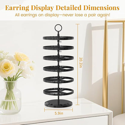 EsLuker.ly Earring Holder Organizer Rotating Stud Display Tree Rack, 6 Tier | - Image 6