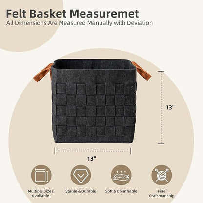 Storage Basket 3 Pack, Cube Felt Fabric Storage Box - Image 4