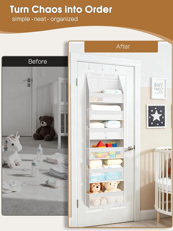 Criusia Over the Door Organizer, Heavy-Duty 6-Shelf Hanging Storage - Image 2