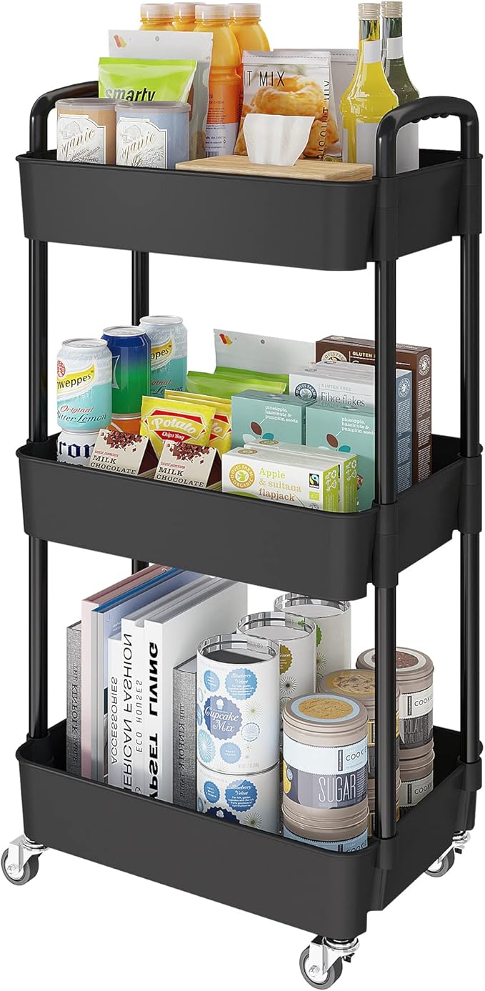 Laiensia 3-Tier Storage Carts, Mobile Shelving Unit Cart by Laiensia