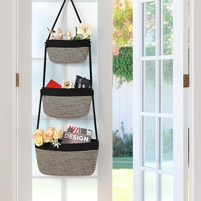 Hanging Basket, 3-Tier Woven Wall Basket - Image 3