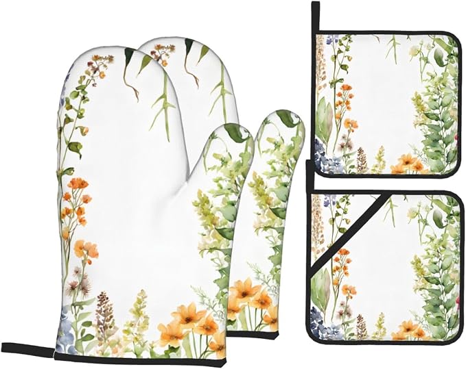 Springtime Herb Garden Advanced Oven Gloves and Pot Rack Kit | Insulated - Image 8