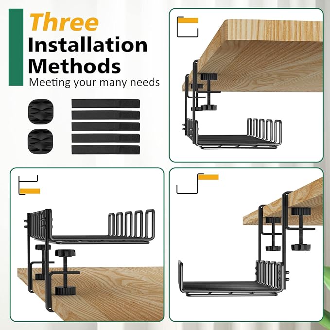 Under Desk Cable Management Tray, L 15.7''W 6.3'' No Drill Steel Desk Cable - Image 7