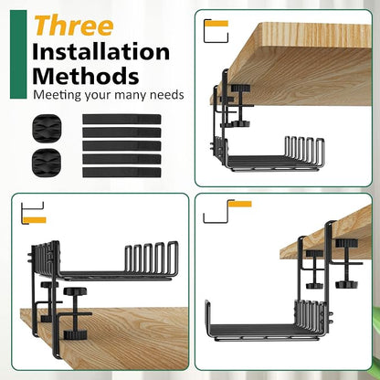 Under Desk Cable Management Tray, L 15.7''W 6.3'' No Drill Steel Desk Cable - Image 7
