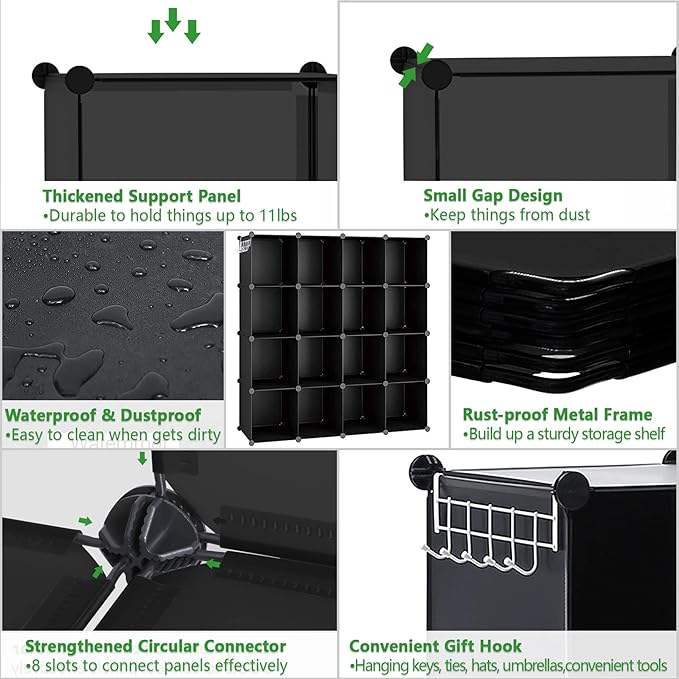 C&AHOME Cube Storage Organizer, 16-Cube Shelves Units, Plastic Storage Cubes - Image 6