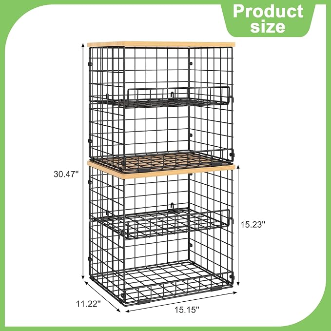 4 Pack Stackable Wire Baskets for Pantry Organizers and Storage, Pantry Baskets - Image 6