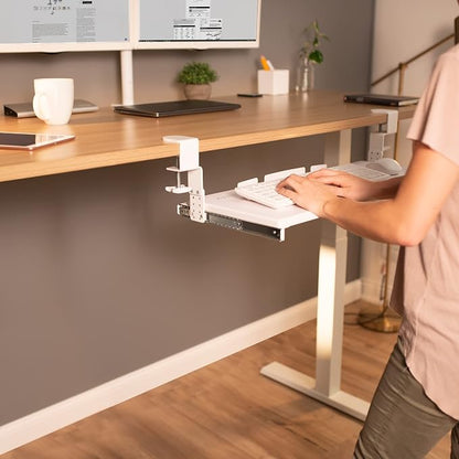 VIVO Large Height Adjustable Under Desk Keyboard Tray, C-clamp Mount System - Image 9