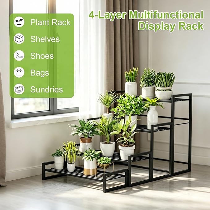 VyGrow Plant Stand, 4 Tier Widened Stackable Tiered Plant Stand, Upgraded - Image 6