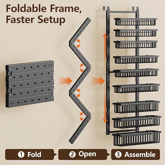 POKIPO 9 Tier Over The Door Pantry Organizer, 2 in 1 Wall Mount or Hanging - Image 6