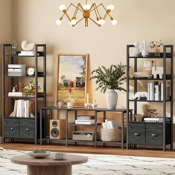 Furologee 5-Tier Bookshelf Set of 2, Tall Bookcase - Image 8