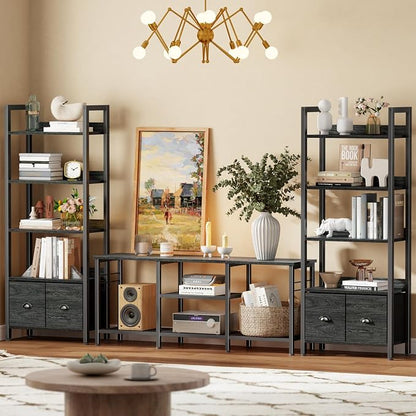 Furologee 5-Tier Bookshelf Set of 2, Tall Bookcase - Image 8