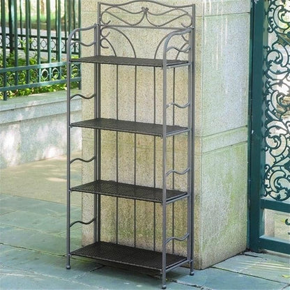 International Caravan Wicker Resin 4-Tier Folding Baker Rack - Image 2